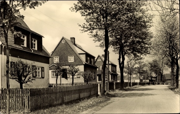 Ansichtkaart Duitse Einsiedel Deutschneudorf in het Ertsgebergte, straatgedeelte in de stad