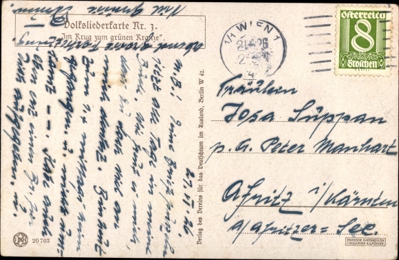 Song Postcard Um Krug zum Grüne Kranze, inn scene
