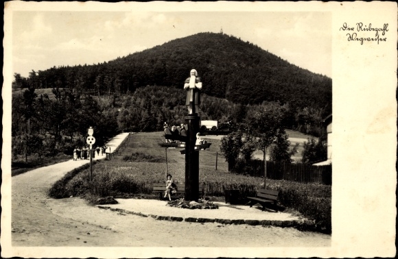 Ansichtkaart Waltersdorf Großschönau in Oberlausitz, wegwijzer Rübezahl