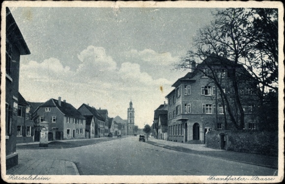 Postcard Rüsselsheim am Main Hesse, Frankfurter Strasse