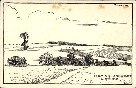 Kunstenaar Ak Winkler, Grubo Wiesenburg in der Mark, Fläming-landschap