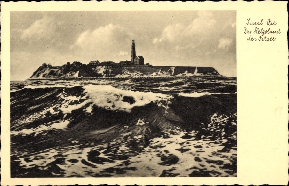 Postcard Island Oie, general view, lighthouse