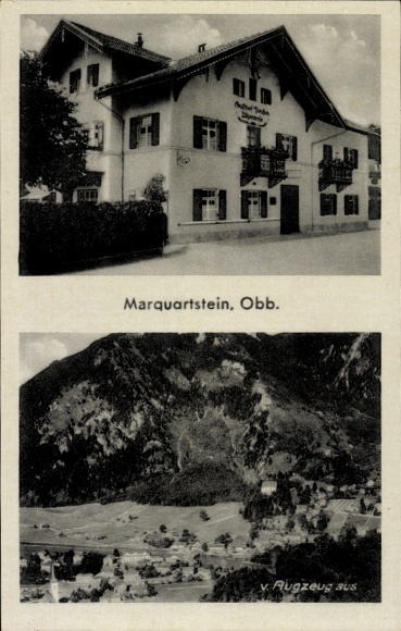 KP Marquartstein w Chiemgau w Górnej Bawarii, zdjęcie lotnicze, pensjonat