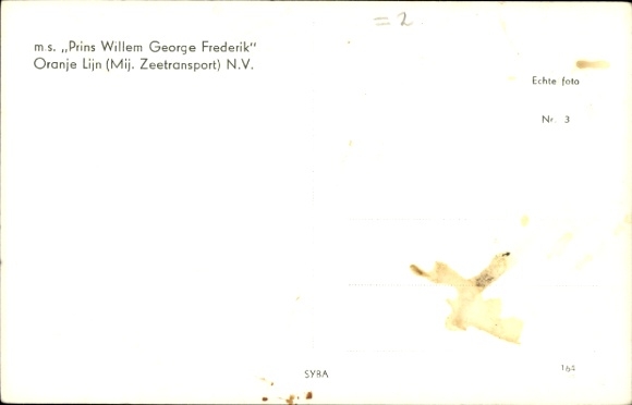 Akschip Prins Willem George Frederik, Oranje Lijn