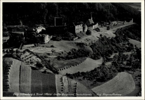 Postcard Thallichtenberg in the Palatinate, Lichtenberg Castle, aerial photograph