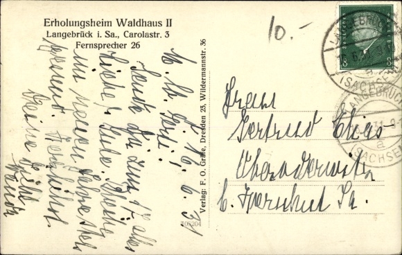 Postcard Dresden Langebrück, Waldhaus II convalescent home, Carolastraße 3
