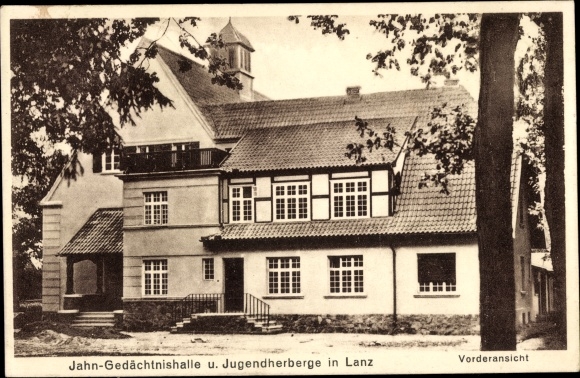 Postcard Lanz in the Prignitz, Jahn memorial hall and youth hostel