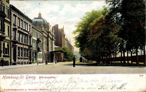 Postcard Hamburg Mitte Sankt Georg, Kirchenallee