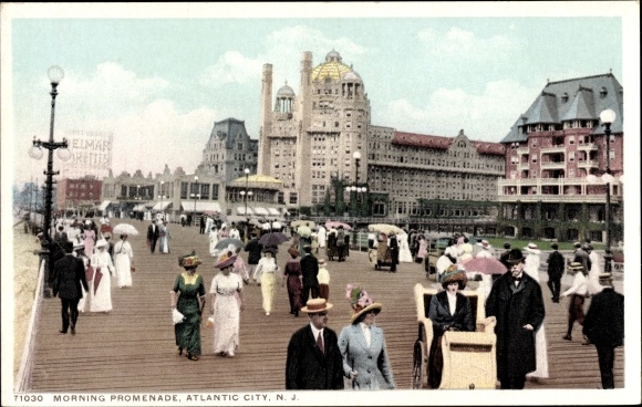 Postcard Atlantic City New Jersey USA, Morning Promenade