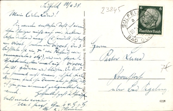 Postcard Sülfeld in Holstein, pastorate, residents