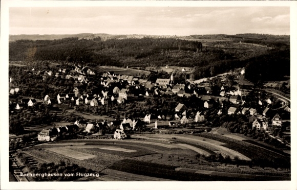 Postcard Rechberghausen in Baden Württemberg, aerial photograph