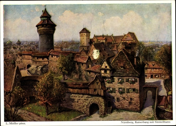 Artist PC Mößler, L., Nuremberg, Kaiserburg, Sinwell Tower