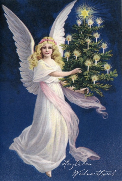 Set aus 7 Grusskarten  Weihnachten (neu) - Engel, Weihnachtsmann, Tannenbaum, Schneemann