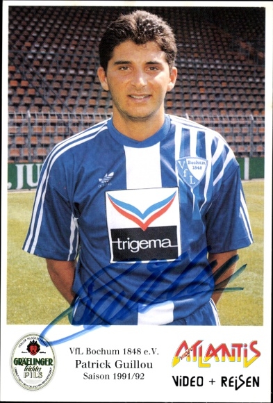 Autograph card footballer Patrick Guillou, VfL Bochum, autograph