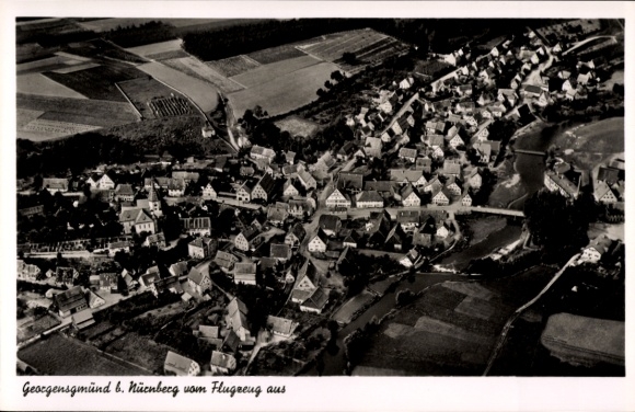 Postcard Georgensgmünd in Middle Franconia, aerial photograph