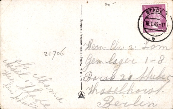 Postcard Assel Drochtersen Lower Saxony, business building Fr. Kruse, church