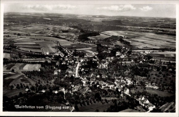 Ak Waldstetten im Ostalbkreis Württemberg, Luftaufnahme von  ländliche Landschaft,  aus 1936