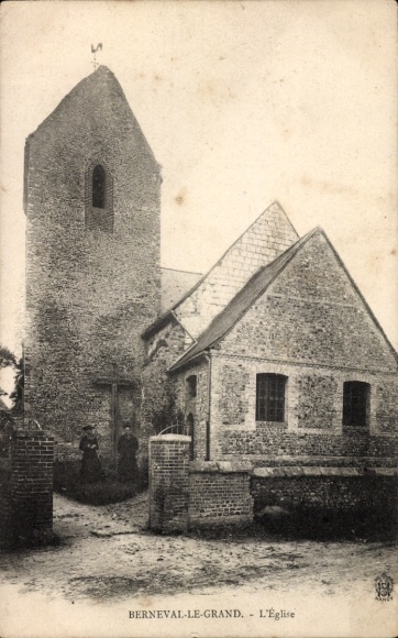 Postcard Berneval le Grand Petit Caux Seine Maritime, church