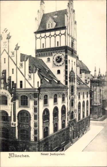 Postcard Munich, New Palace of Justice