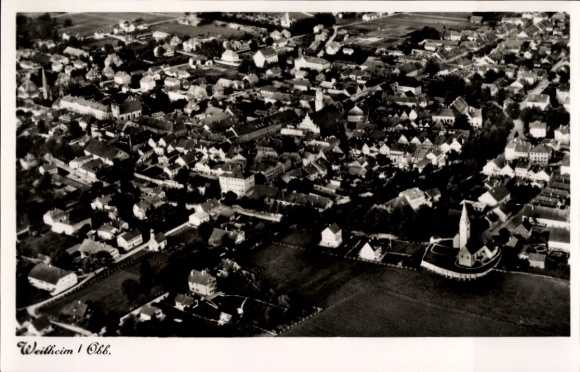 Postcard Weilheim Upper Bavaria, aerial photograph