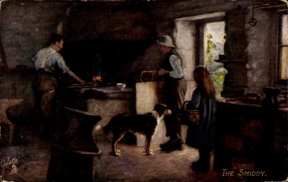 Artist Postcard Interior of a Forge