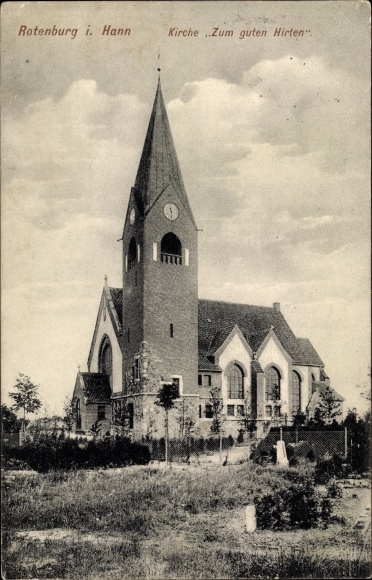 Postcard Rotenburg an der Wümme, View of the Church of the Good Shepherd