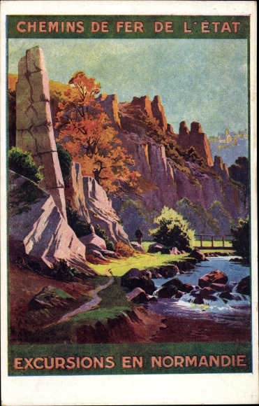 Kunstenaar Ak Calvados, Chemins de fer de l'Etat, Excursions en Normandie