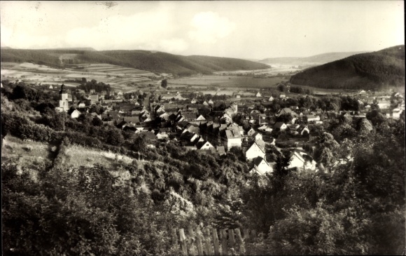 Postcard Wasungen in the Thuringian Forest, Panorama, Werra