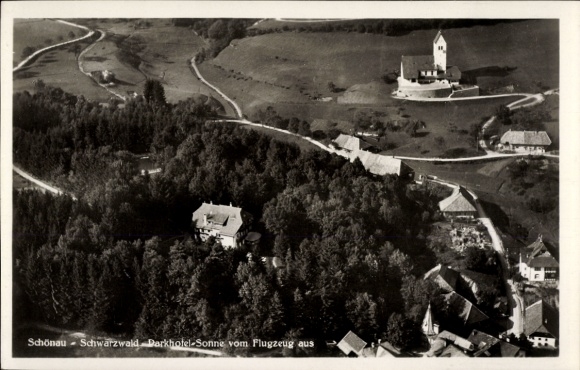 Postcard Schönau im Schwarzwald, aerial photograph