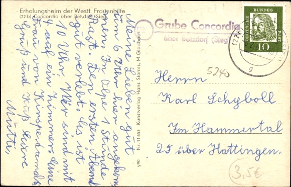 Postcard Herdorf im Hellertal, convalescent home Concordia, Westphalia