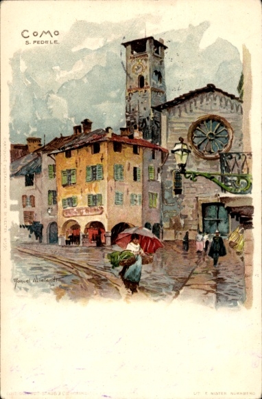 Artist Chromo-Litho Wielandt, M., Como Lombardia, San Fedele