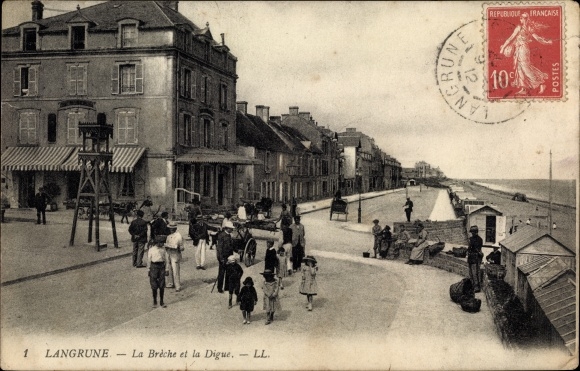 Ak Langrune Calvados, la Brèche en la Digue