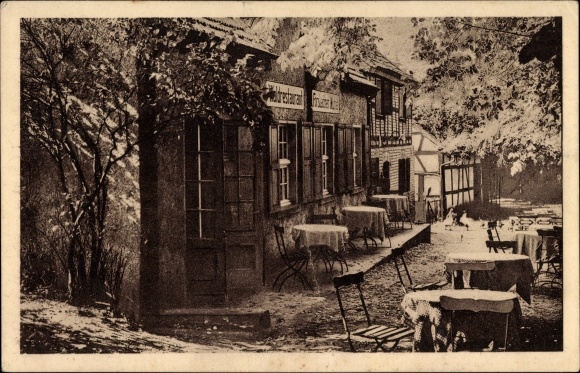 Postcard Forsbach Rösrath in North Rhine-Westphalia, forest restaurant Forsbacher Mühle, half-timbered house