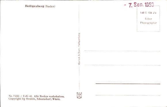 Postcard Heiligenberg in Baden, aerial photograph