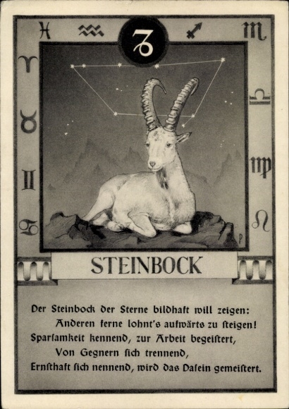 Postcard Zodiac sign Capricorn, constellation map