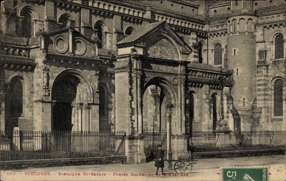 Ak Toulouse Haute Garonne, Basilika, Portal