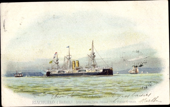 Litho Brasilianisches Kriegsschiff, Riachuelo