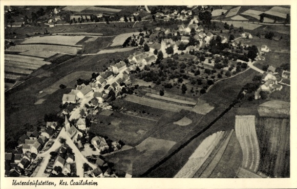 Postcard Unterdeufstetten Fichtenau in Württemberg, aerial photograph
