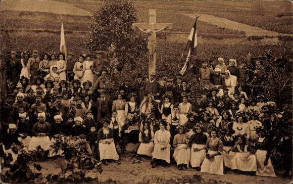 Postcard Deidesheim in the district of Bad Dürkheim, end of the 1911 grape harvest, winery Kommerzienrat Fritz Eckel