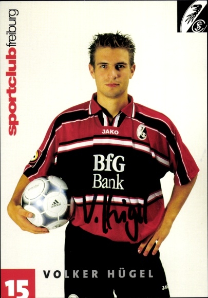 Autogrammkarte Fußballer Volker Hügel, SC Freiburg, Autogramm