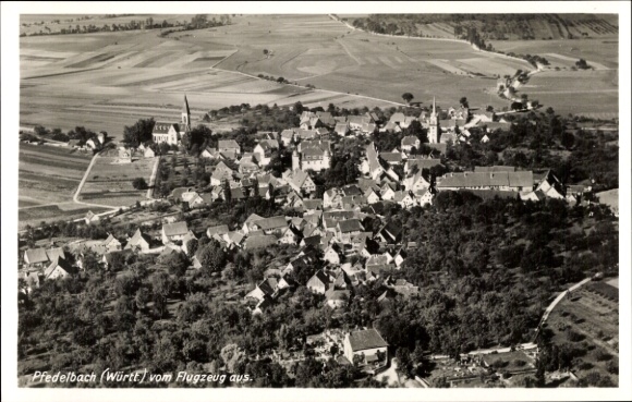 Postcard Pfedelbach in Württemberg, aerial photograph