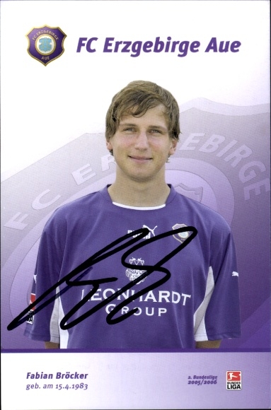 Autogrammkarte Fußballer Fabian Bröcker, FC Erzgebirge Aue, Autogramm