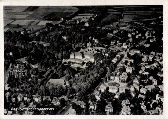 Postcard Bad Pyrmont in Lower Saxony, aerial photograph