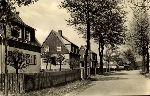 Ansichtkaart Duitse Einsiedel Deutschneudorf in het Ertsgebergte, straatgedeelte in de stad