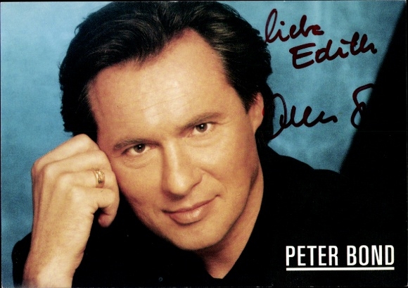 Photo actor and television presenter Peter Bond, autograph