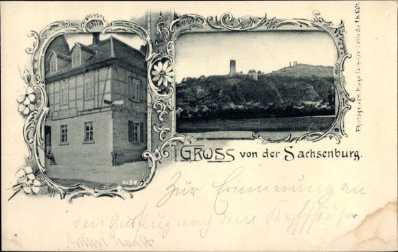 Ak Sachsenburg im Kyffhäuserkreis Thüringen, Ruine Sachsenburg, Gasthaus