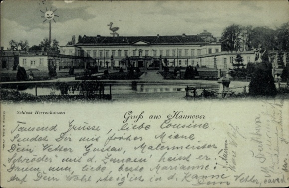 Postcard Herrenhausen Hannover in Lower Saxony, Herrenhausen Palace