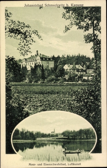 Ak Kamenz in Sachsen, Johannisbad Schmeckwitz, Moor- und Eisenschwefelbad, Luftkurort, Landschaft