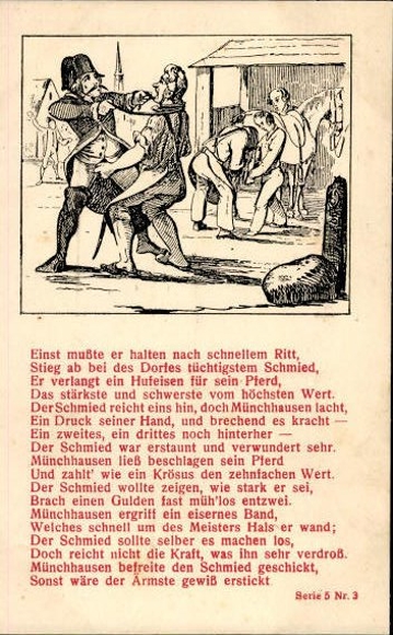 17 old artist poem PC Baron von Münchhausen, various motifs