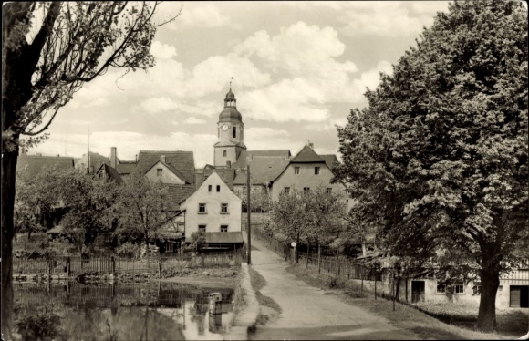 Ak Frohburg in Sachsen, Teilansicht, Kirche